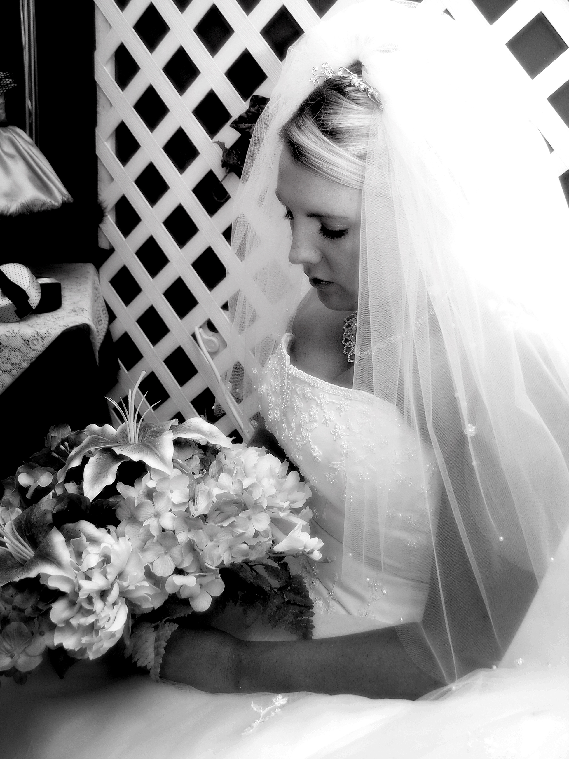 Bride wearing a beautiful wedding gown